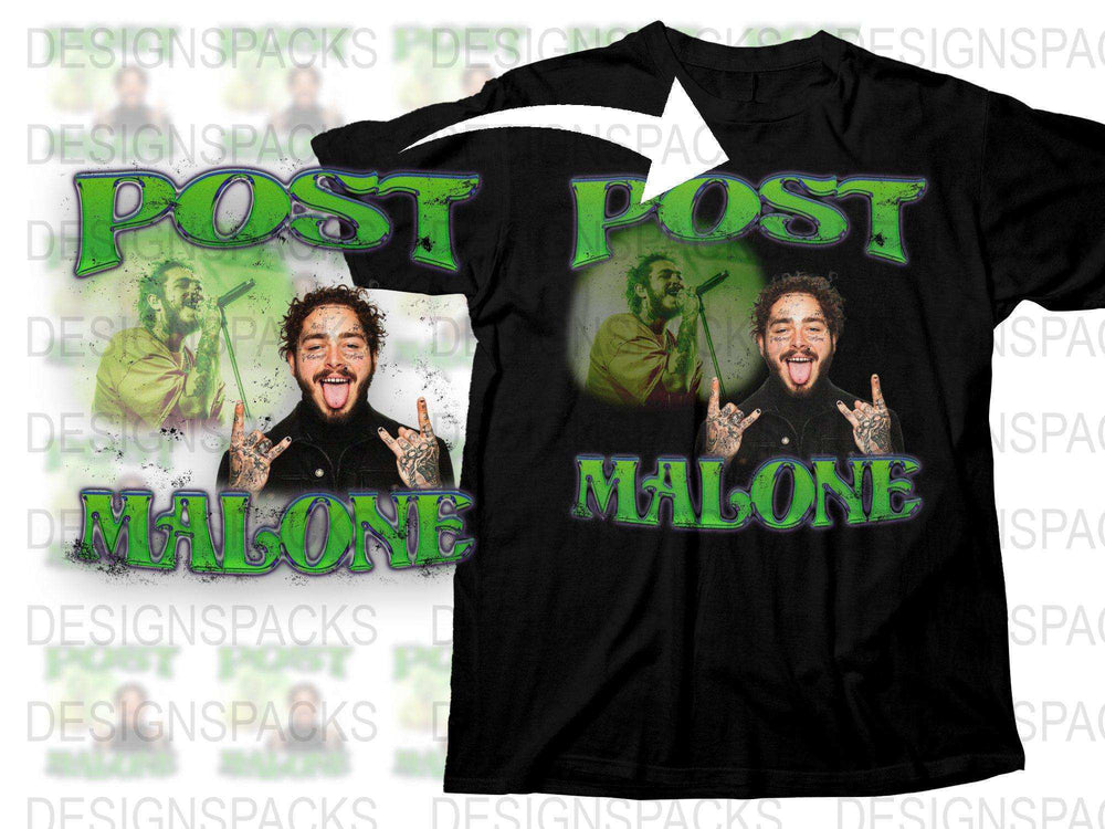 Post Malone Fan T-Shirt, Graphic Tee with Artist Design, Music Pop Culture Apparel, Unisex Black Shirt
