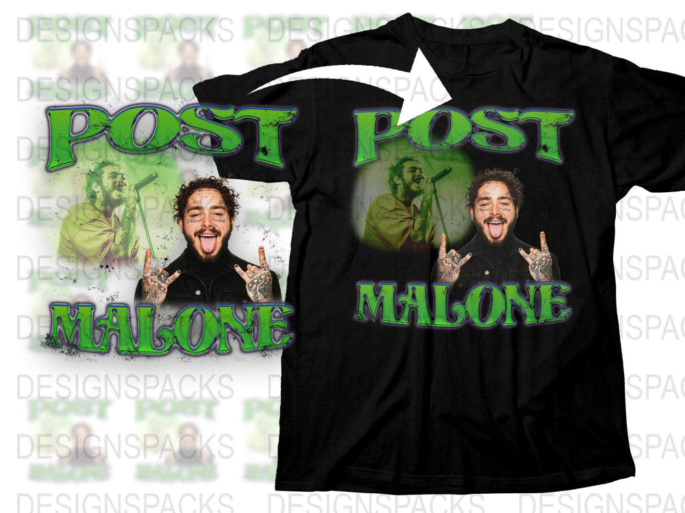 Post Malone Fan T-Shirt, Graphic Tee with Artist Design, Music Pop Culture Apparel, Unisex Black Shirt