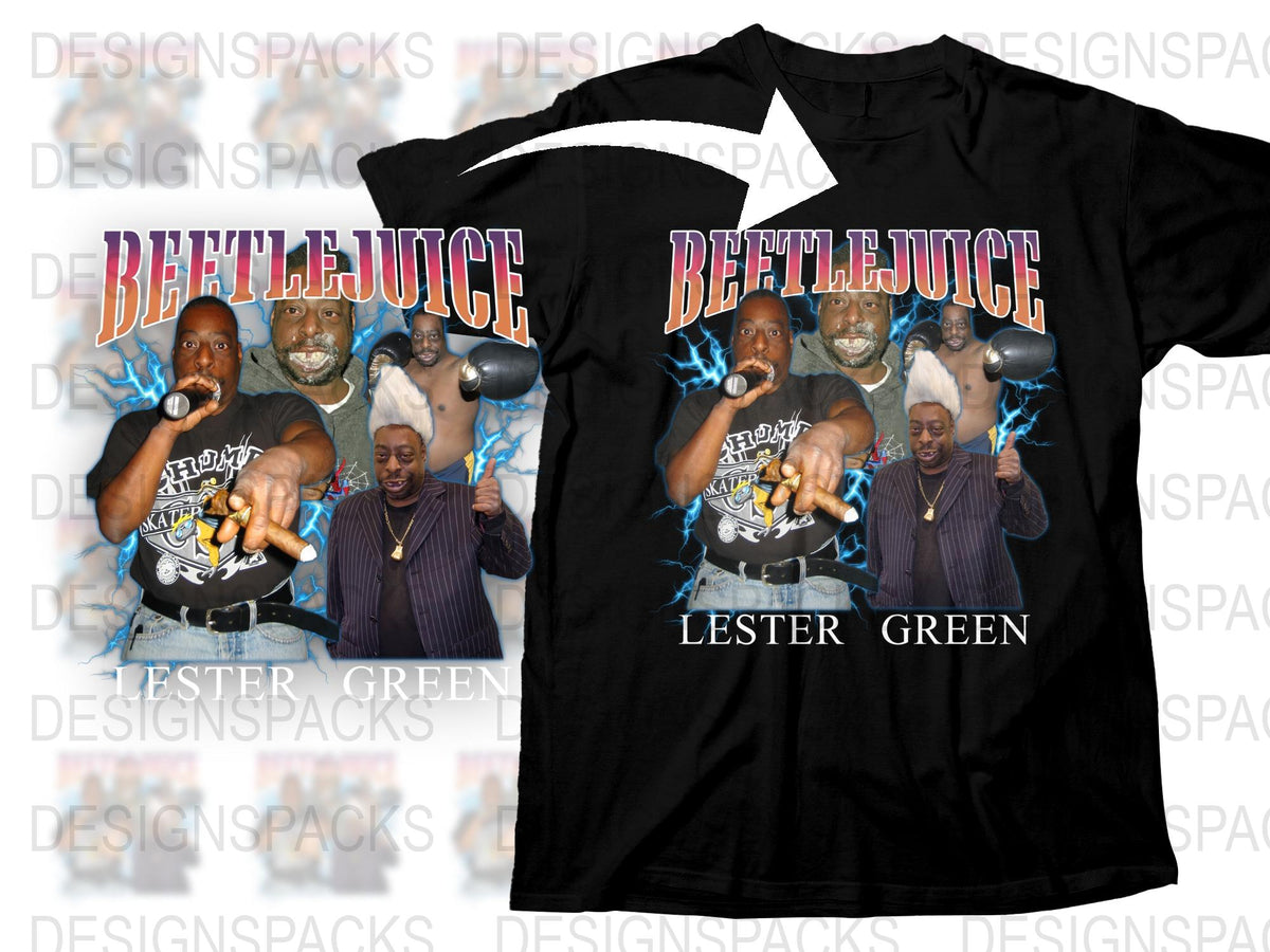 Beetlejuice Lester Green Graphic T-Shirt, Vintage Style Tee, Hip Hop Fashion, Urban Pop Culture Apparel