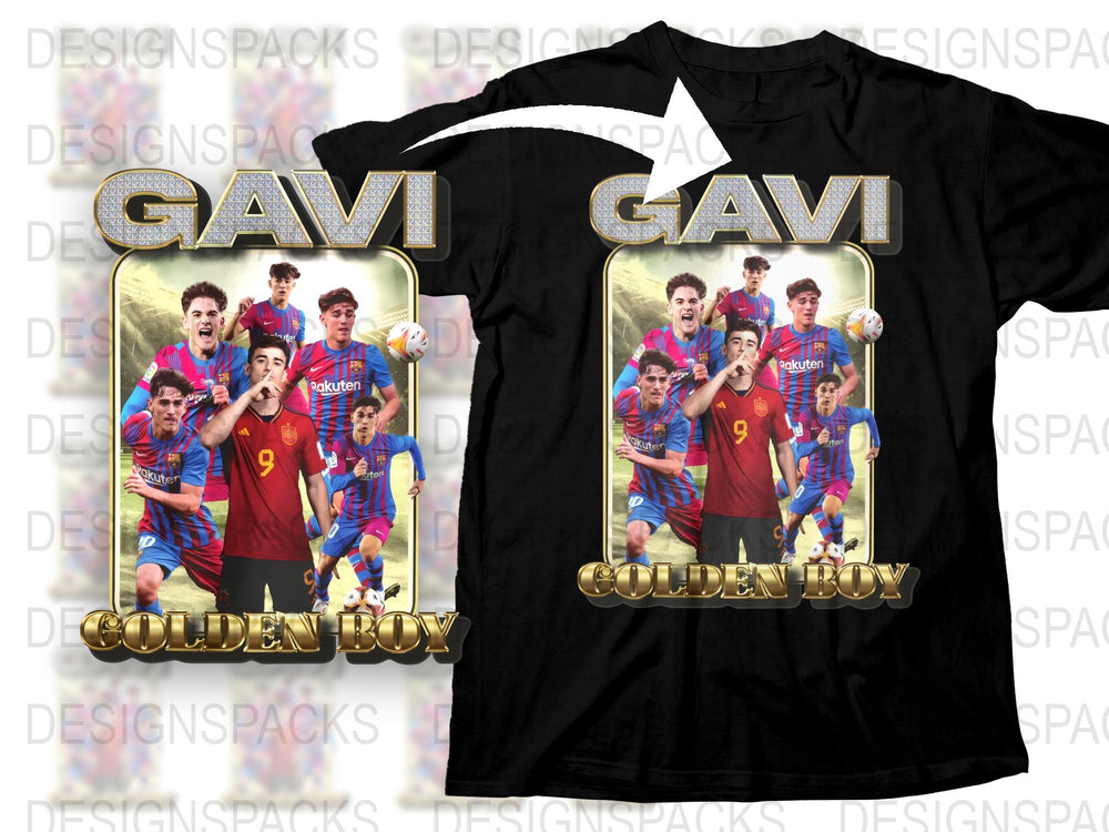 Gavi Golden Boy Soccer T-Shirt, Barcelona Inspired Sports Tee, Fan Gift, Youth Football Apparel, Athletic Wear, Trendy Sports Shirt