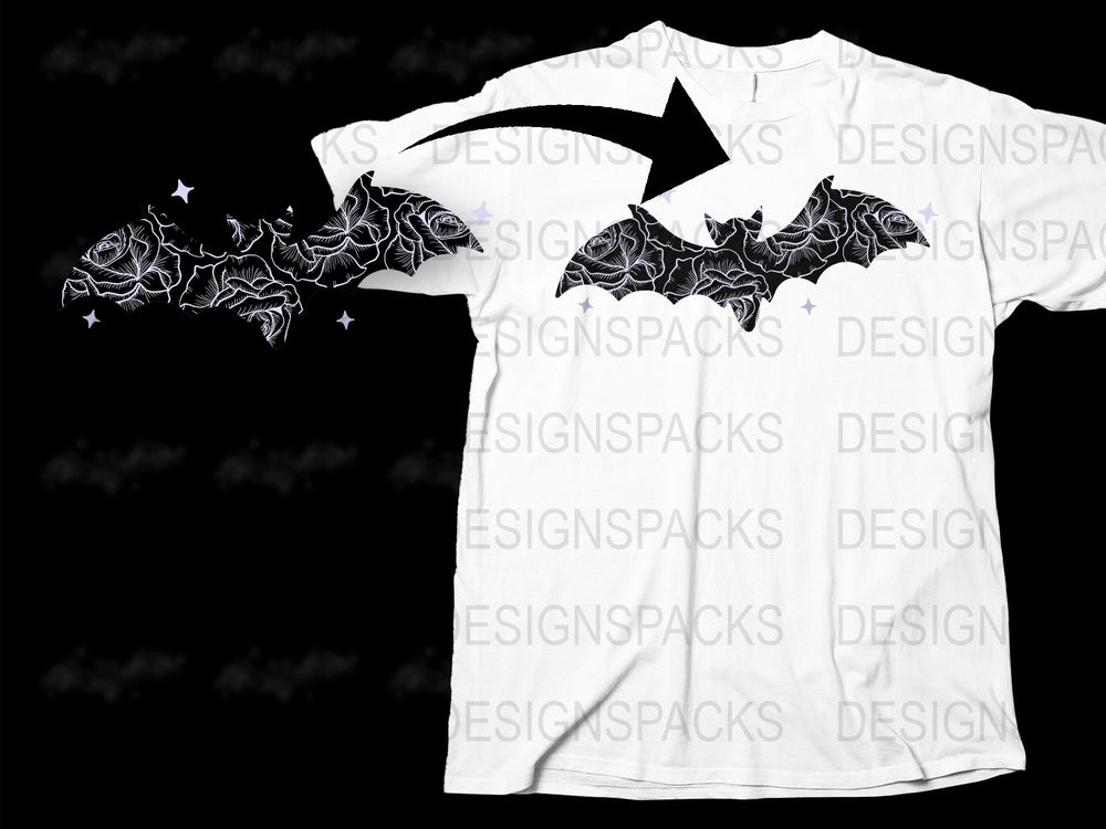 Unique Bat Print T-Shirt for Men and Women, Unisex Graphic Tee, Stylish Casual White Top with Black Bats Design