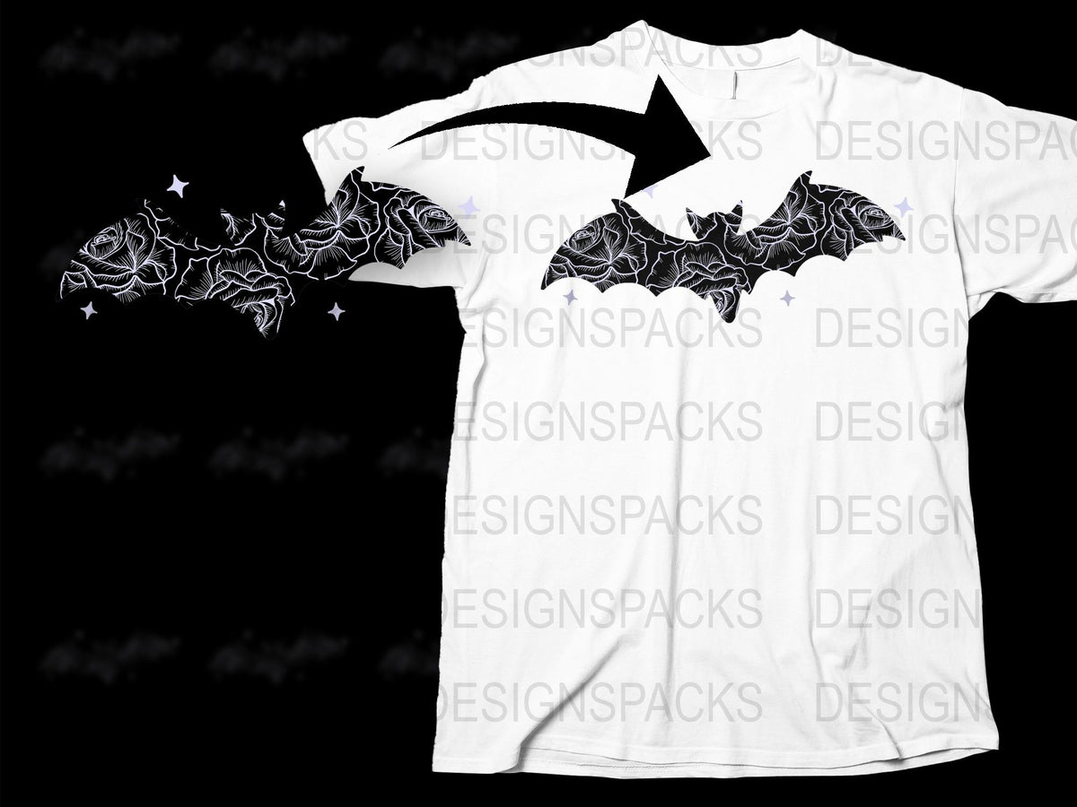 Unique Bat Print T-Shirt for Men and Women, Unisex Graphic Tee, Stylish Casual White Top with Black Bats Design