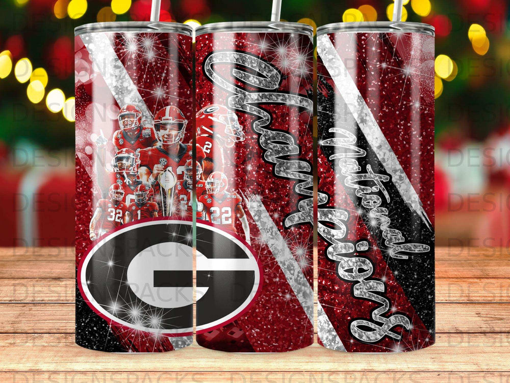 Georgia Bulldogs football team with "National Champions 2023" text.