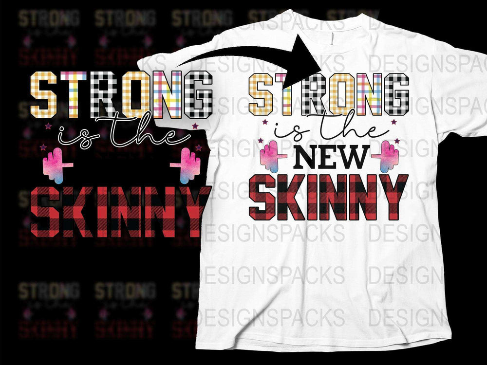 Strong is the New Skinny T-Shirt, Motivational Fitness Quote, Graphic Tee with Flowers, Inspirational Workout Shirt