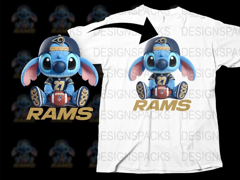 NFL LA Rams Stitch Character Themed Png Digital Download