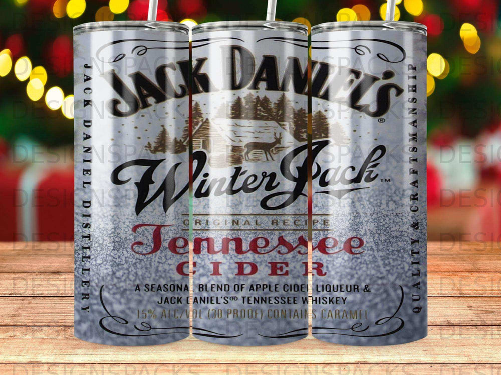 Jack Daniel's Winter Jack Tennessee Cider tumbler with rustic label.
