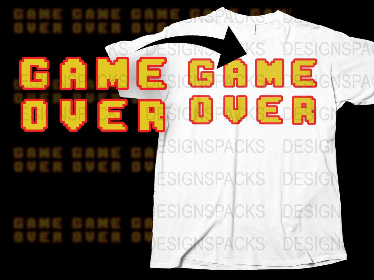 Game Over T-Shirt, Retro Video Game Graphic Tee, Cool Gamer Gift, Unisex Cotton Shirt
