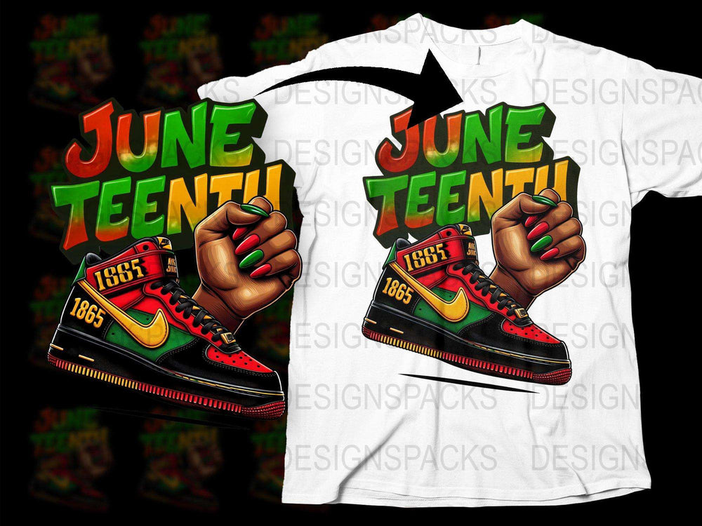 Juneteenth 1865 Sneakers T-Shirt, Vibrant Freedom Day Celebration Apparel, Colorful Graphic Tee, Cultural Heritage Fashion