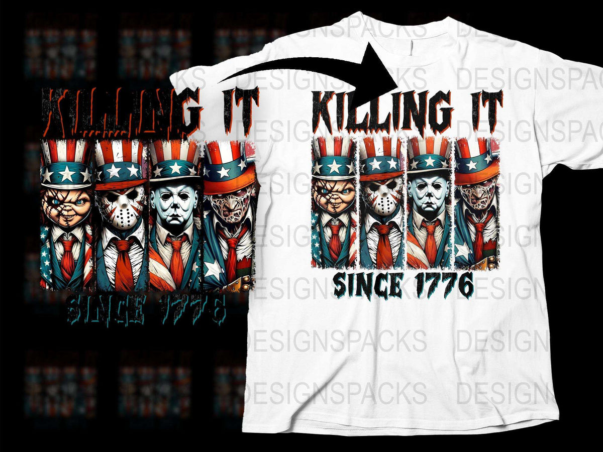 Patriotic Clown T-Shirt, Killing It Since 1776, American Flag, Unique Graphic Tee, Unisex Apparel
