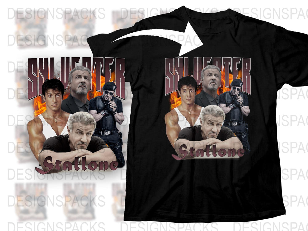 Retro Action Movie Star Graphic T-Shirt, Vintage Style Film Fan Apparel, Unique Men's Fashion Tee