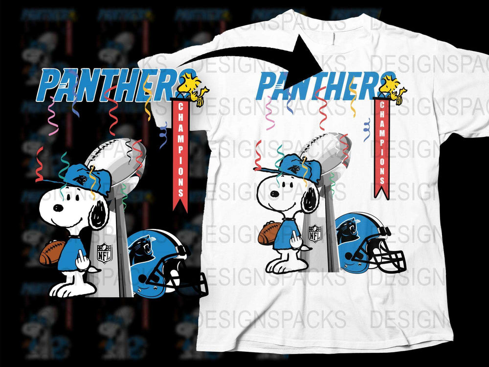 Snoopy Football T-Shirt, Carolina Panthers NFL Champion Graphic Tee, Unisex Casual Sports Apparel