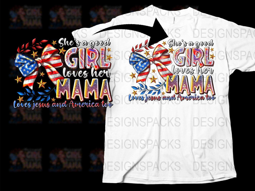 Patriotic Mama T-Shirt, Loves Jesus and America Tee, USA Flag, Mother's Day Gift