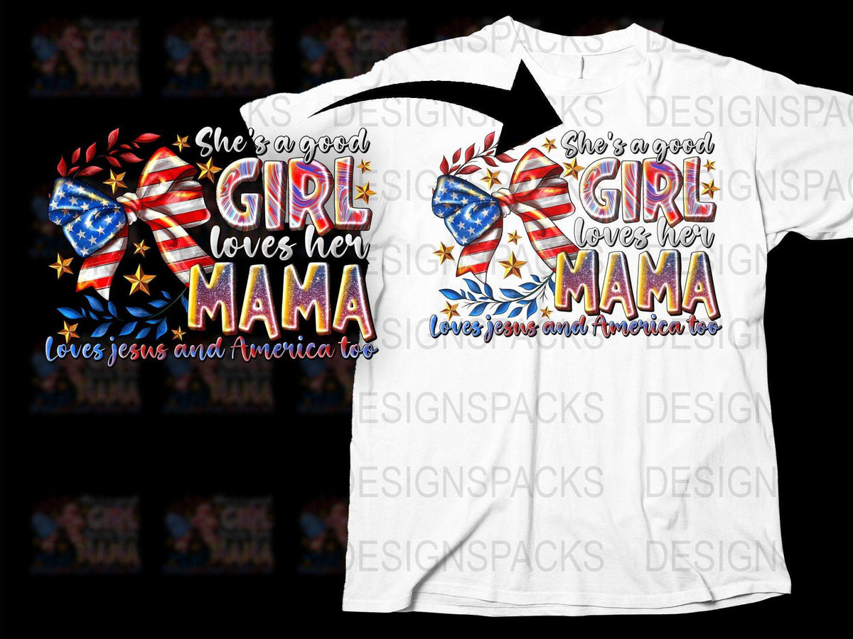 Patriotic Mama T-Shirt, Loves Jesus and America Tee, USA Flag, Mother's Day Gift