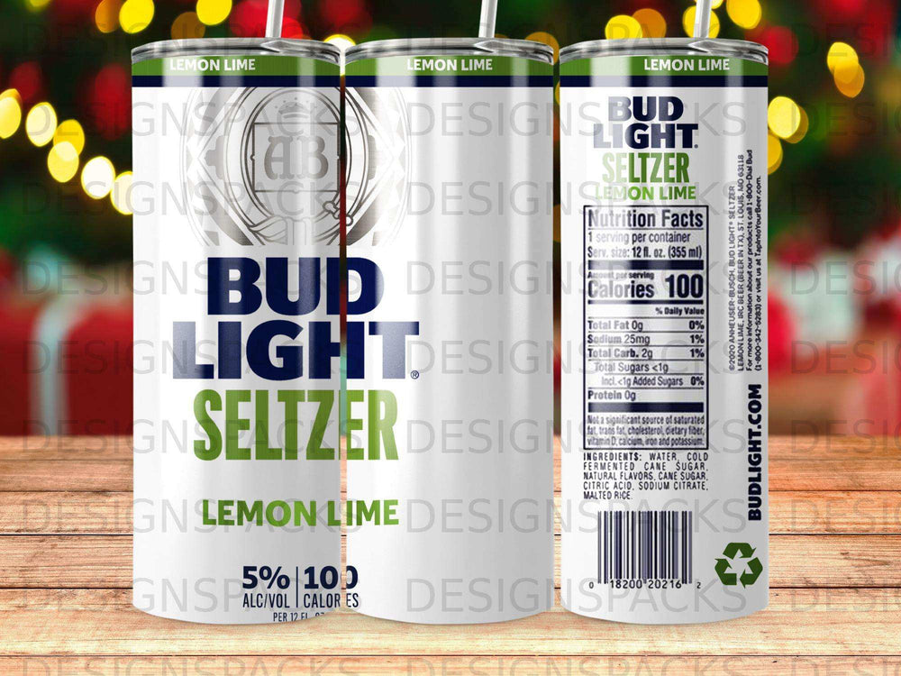 Bud Light Seltzer, Lemon Lime flavor, with nutrition facts and ABV.