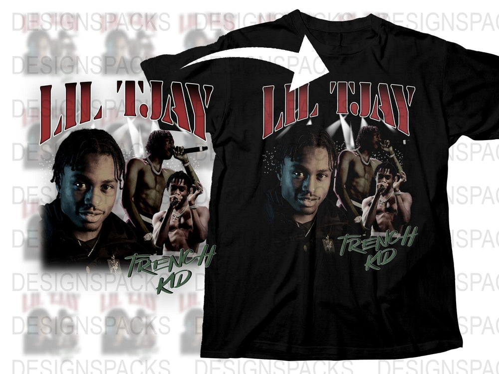 Lil Tjay Trench Kid Album Art T-Shirt, Hip Hop Merch, Black Graphic Tee, Music Fan Gift