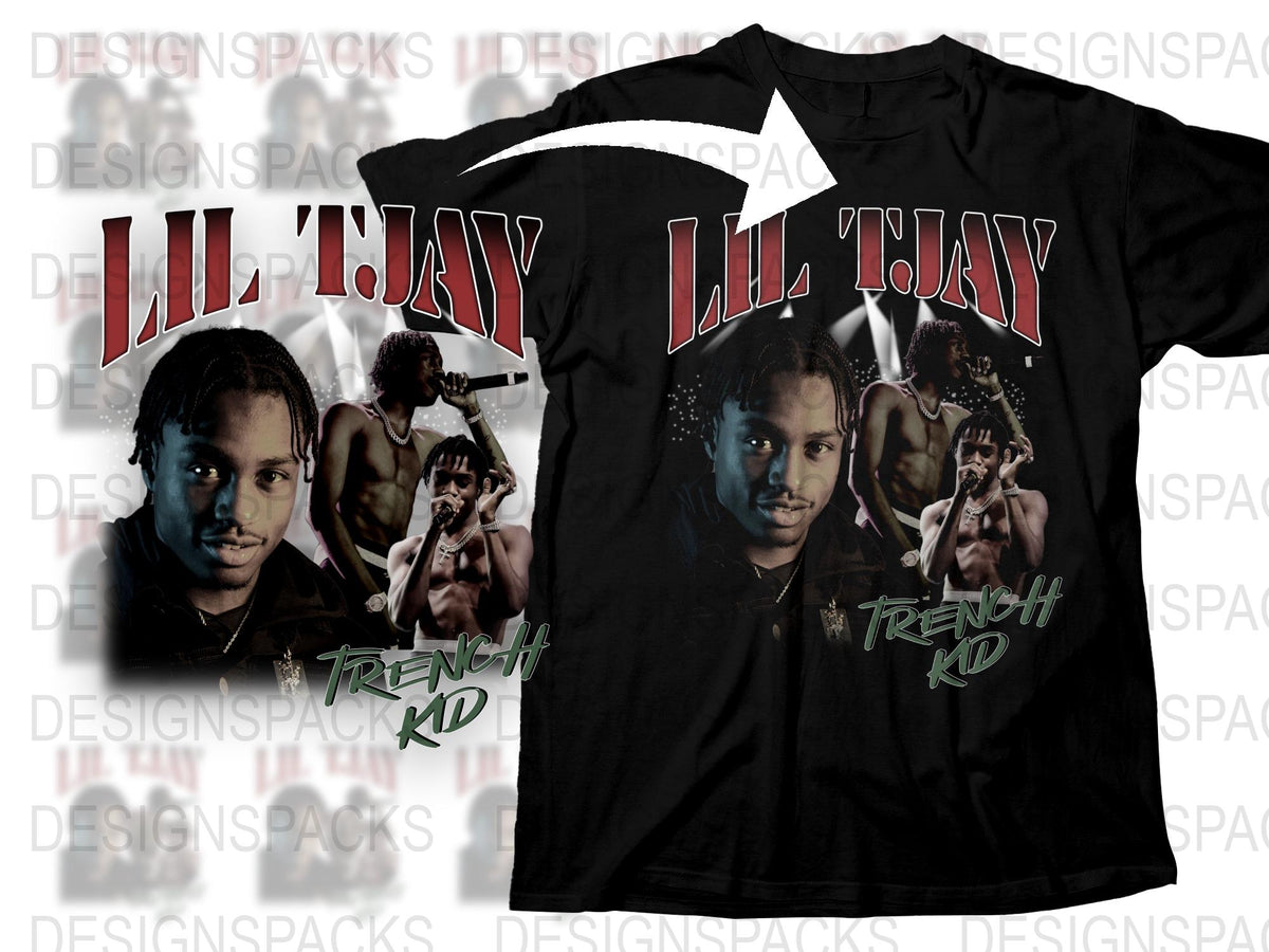 Lil Tjay Trench Kid Album Art T-Shirt, Hip Hop Merch, Black Graphic Tee, Music Fan Gift