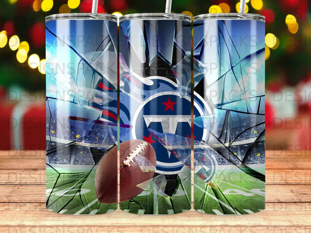 Tennessee Titans football helmet and stadium shattered glass design.