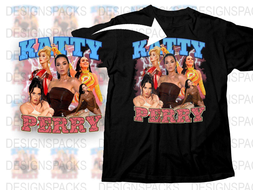 Katy Perry Themed Graphic T-Shirt, Vintage Style Pop Art, Music Fan Tee, Unisex Black Shirt