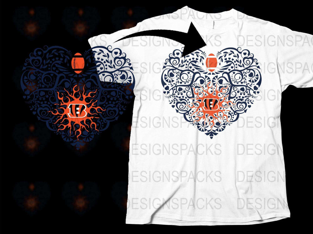 Gothic Heart T-Shirt, Vintage Filigree Design, Blue and Orange Flames, Unisex Fashion, Casual Streetwear, Unique Graphic Tee