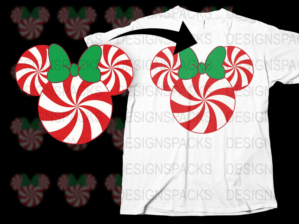 Candy Cane Mickey Ears T-Shirt, Christmas Disney Inspired Tee, Family Holiday Apparel, Festive Graphic Shirt