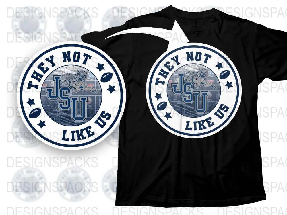 JSU Vintage Style T-Shirt, 'They Not Like Us' Graphic Tee, College Fan Apparel, Unisex Black Shirt