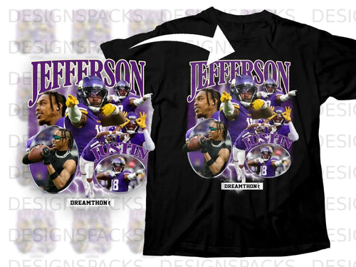 Justin Jefferson Minnesota Vikings football player graphic t-shirt.
