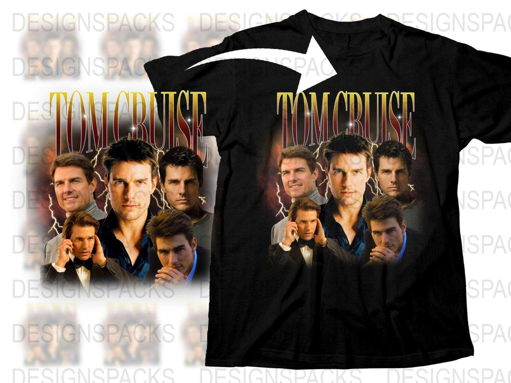 Tom Cruise Graphic T-Shirt, Vintage Celebrity Tee, Movie Star Portraits Shirt, Collectible Hollywood Actor Fashion Top