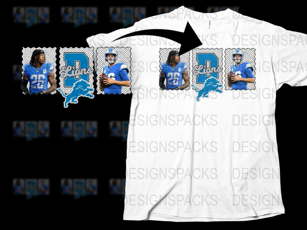 Detroit Football Team Sports Jersey T-Shirt, Blue Player Graphic Tee, Fan Apparel Gift