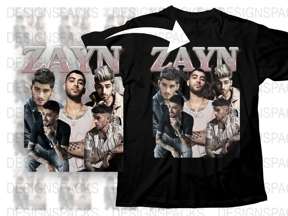 Zayn Malik Photo Collage T-Shirt, Pop Singer Fan Tee, Stylish Black Top with Celebrity Images