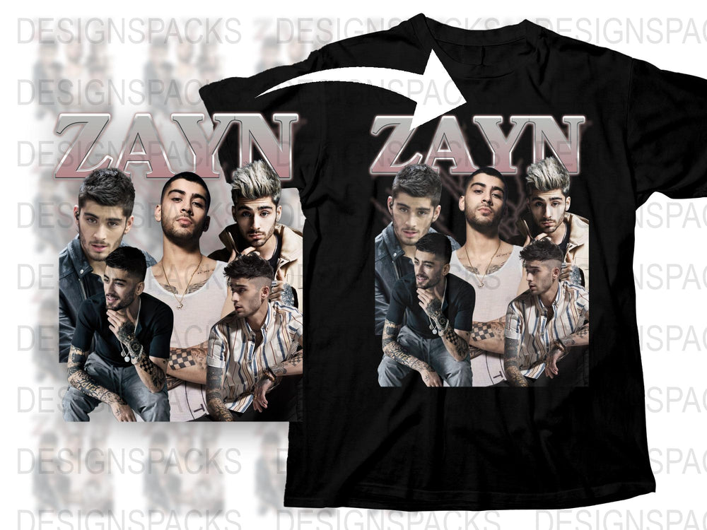 Zayn Malik Photo Collage T-Shirt, Pop Singer Fan Tee, Stylish Black Top with Celebrity Images
