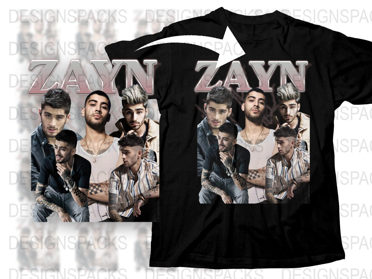 Zayn Malik Photo Collage T-Shirt, Pop Singer Fan Tee, Stylish Black Top with Celebrity Images