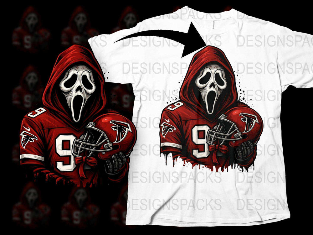 Ghost Face Football Jersey, Horror Movie Fan Red and White Shirt, Unique Sports Apparel, Gift for Movie Lovers