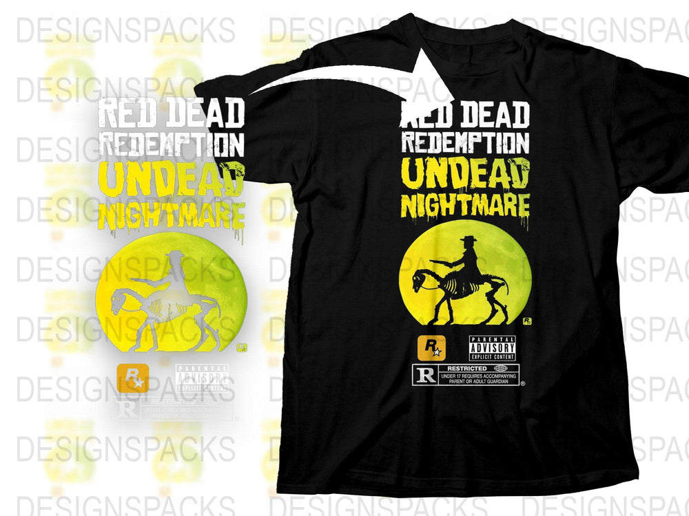 Red Dead Redemption Undead Nightmare T-Shirt, Graphic Black Gaming Tee, Vintage Style Cotton Shirt