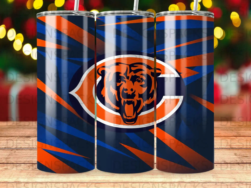 Blue Orange Geometric Stripe Bear Head Tumbler product type