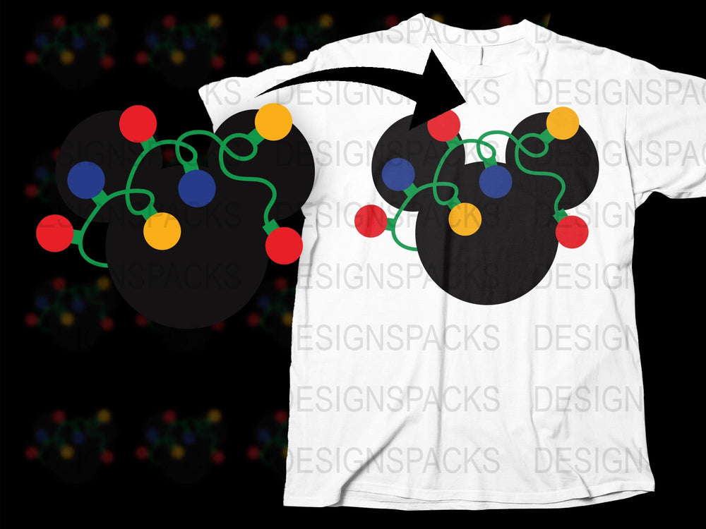 Colorful Christmas Lights T-Shirt, Festive Holiday Graphic Tee, Unisex Winter Apparel, Unique Party Wear
