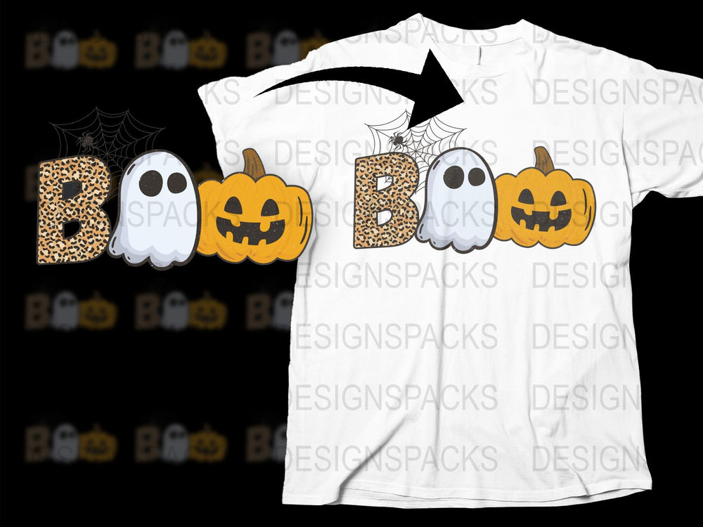 Boo Pumpkin Ghost Halloween T-Shirt, Spooky Fall Graphic Tee, Unisex Adult and Kids Sizes Available