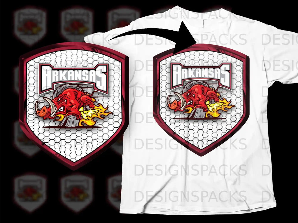 Arkansas Fierce Boar Emblem T-Shirt Design