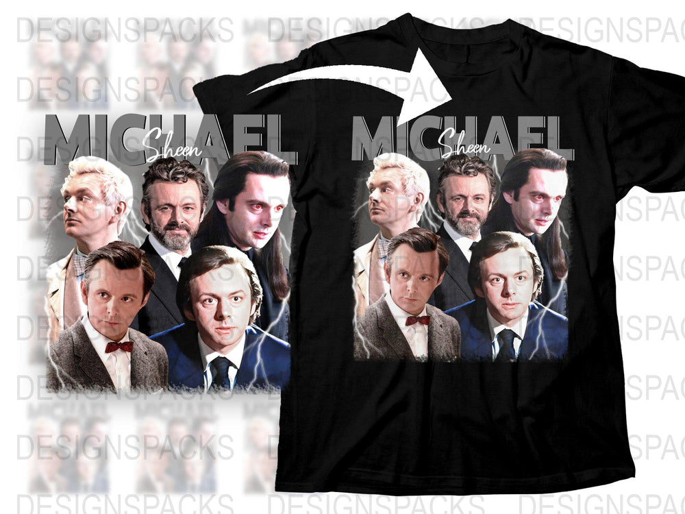 Michael Sheen Graphic T-Shirt, Actor Portrait Tee, Multiple Roles Design, Fan Merchandise, Unique Gift Idea