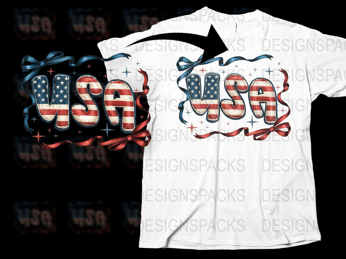USA Patriotic T-Shirt, American Flag Design, Red White and Blue, Casual Wear for Fourth of July