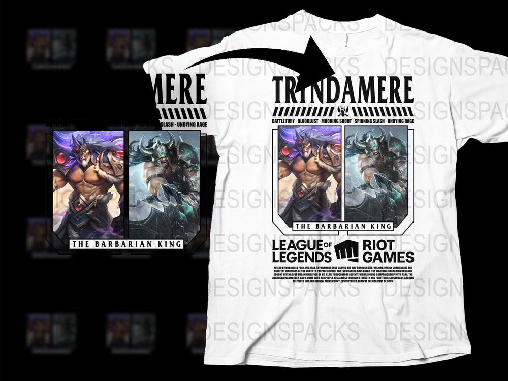 League of Legends Tryndamere T-Shirt, The Barbarian King Graphic Tee, Gamer Clothing, Riot Games Merchandise
