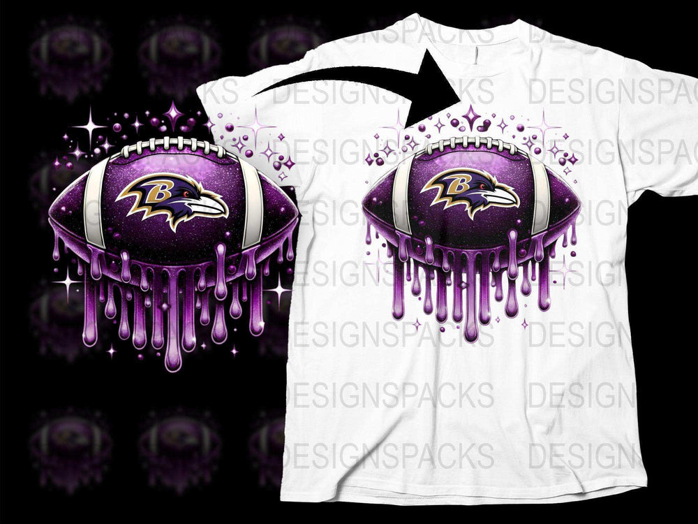 Baltimore Ravens T-Shirt, Dripping Purple Design, NFL Team Logo Apparel, Unisex Sports Fashion, Football Fan Gift, Graphic Tee