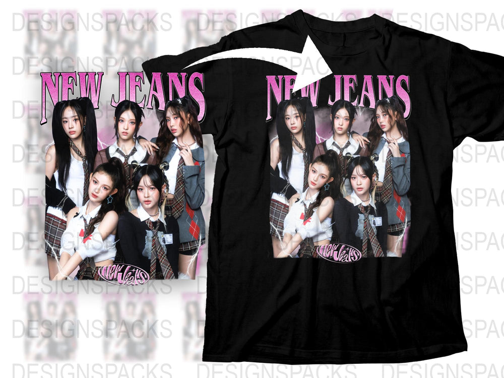 New Jeans Band T-Shirt, K-Pop Music Girl Group Fashion Top, Trendy Pop Culture Tee