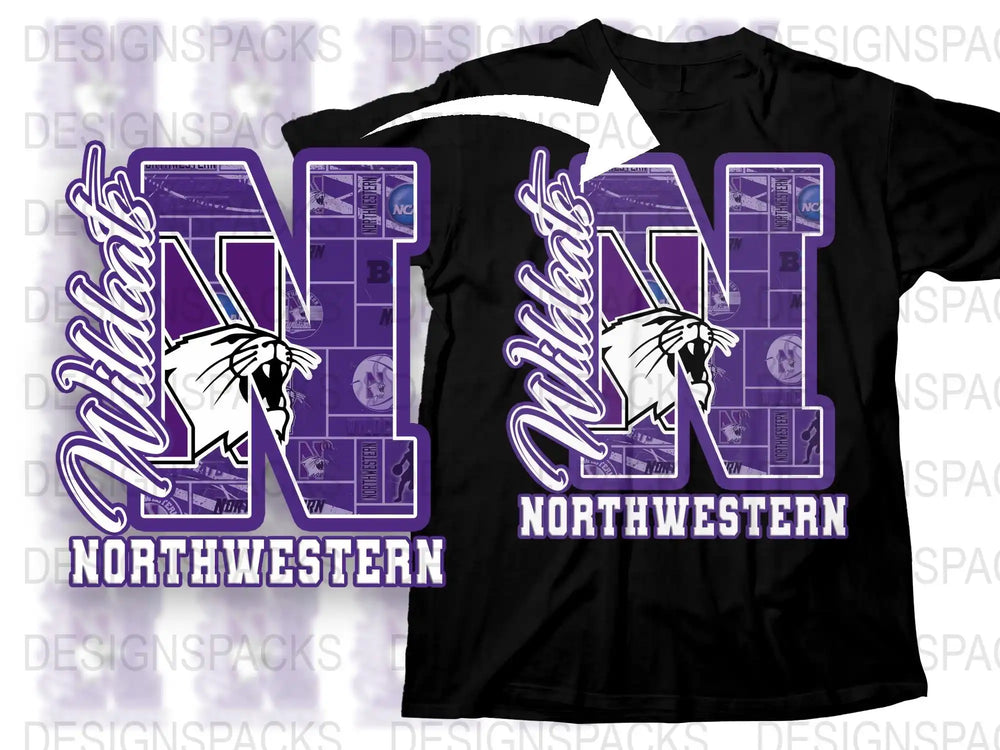 Northwestern Wildcat T-Shirt, Purple College Sports Tee, Unisex Adult Fashion, Game Day Apparel
