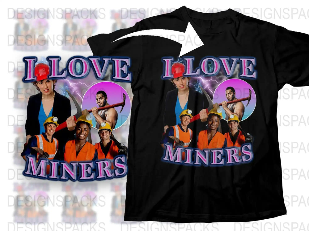 Retro I Love Miners T-Shirt, Vintage Mining Team Graphic Tee, Cool Miner Gift Idea, Unique Coal Miner Support Shirt