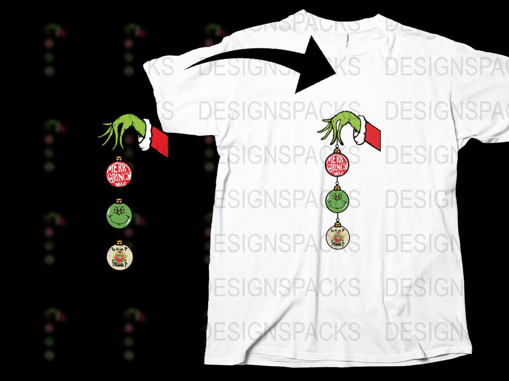 Festive Christmas Ornament T-Shirt, Holiday Graphic Tee, Unique Xmas Apparel, Unisex White Shirt
