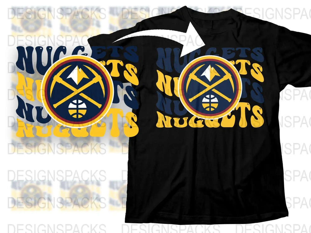 Denver Nuggets Fan T-Shirt, Blue and Yellow Graphic Tee, Unisex Basketball Shirt