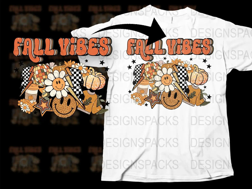 Fall Vibes T-Shirt, Autumn Pumpkin Graphic, Black and White Checkered, Casual Wear, Unisex Fashion Top