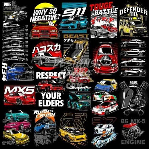97 Cars Designs Bundle PNG AI