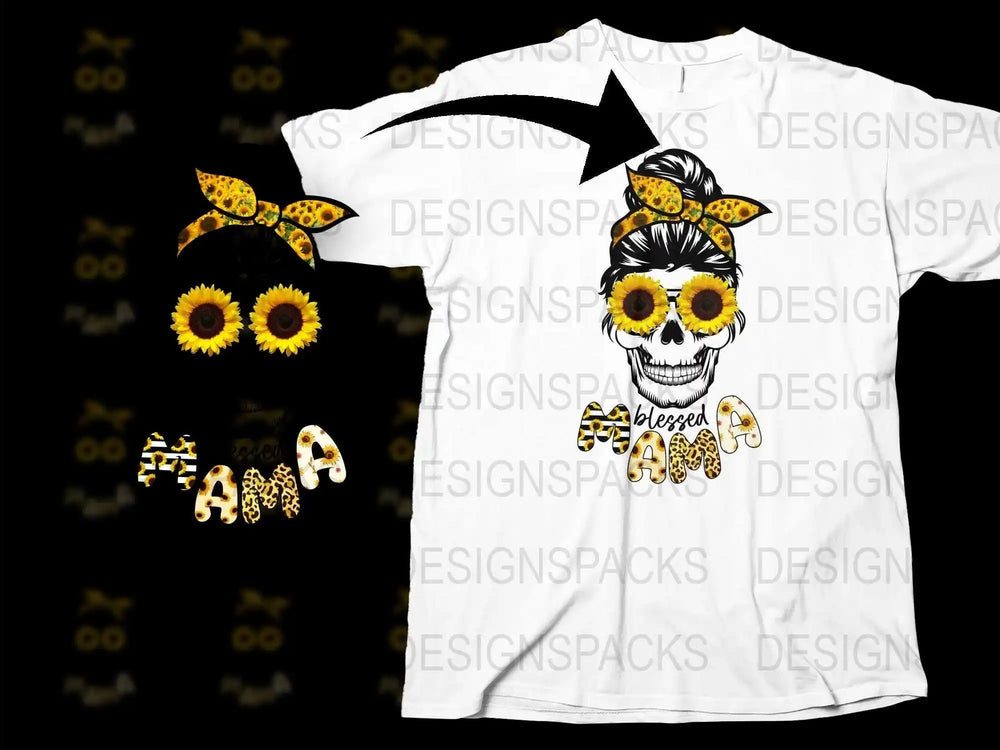 Sugar Skull T-Shirt, Leopard Print, Sunflower Hair Bow, Women's Fashion Tee, Graphic Floral Skull Shirt