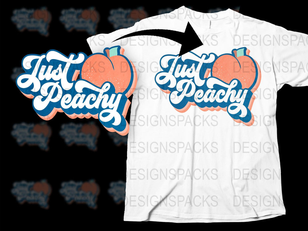 Just Peachy T-Shirt, Cute Peach Graphic Tee, Summer Casual Fruit Design Shirt, Trendy Aesthetic Top for Women and Men